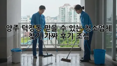 양주 덕정동 믿을 수 있는 청소업체 찾기: 가짜 후기 조심!